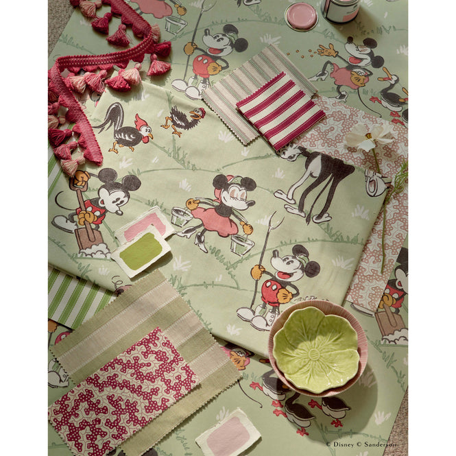 Sanderson / Disney Home X Sanderson Wallpapers / MICKEY AT THE FARM / Macaron Green 217266