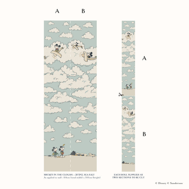 Sanderson / Disney Home X Sanderson Wallpapers / MICKEY IN THE CLOUDS / Sea Salt 217292