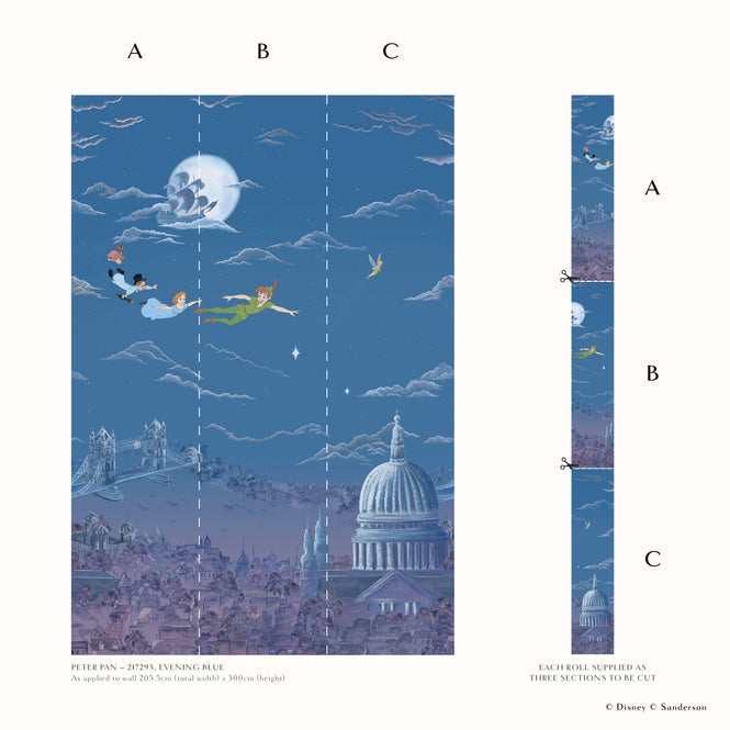 Sanderson / Disney Home X Sanderson Wallpapers / PETER PAN / Evening Blue 217293