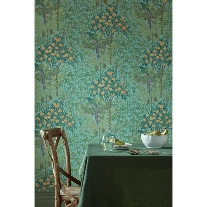 輸入壁紙 1838 Wallcoverings / V&A DECORATIVE PAPERS / MACAW Teal 2311-167-04