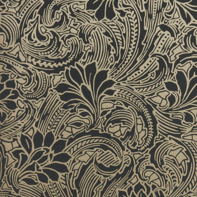 輸入壁紙 1838 Wallcoverings / V&A DECORATIVE PAPERS / EDEN Midnight Black and Gold 2311-173-04