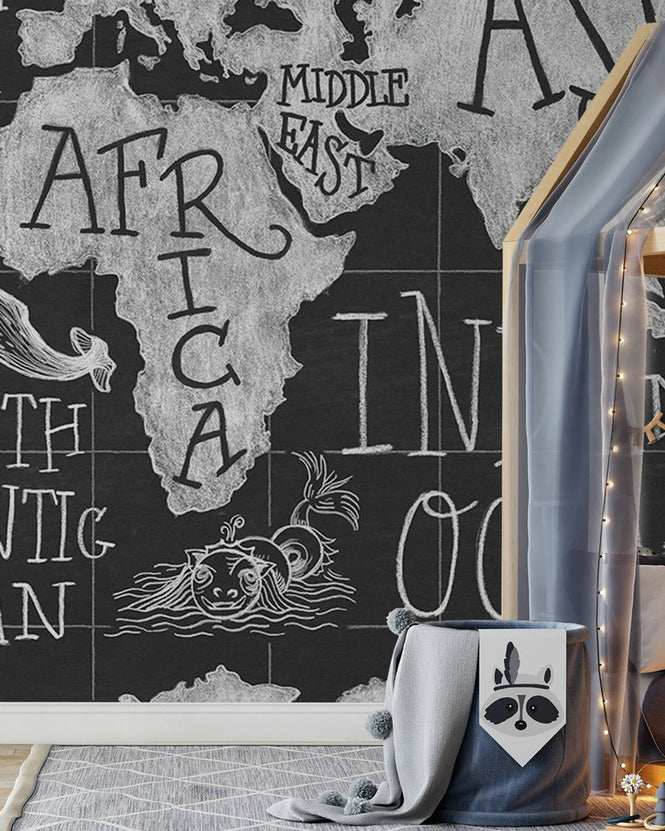 PHOTOWALL / Mythical Map I, black and white (e30917)