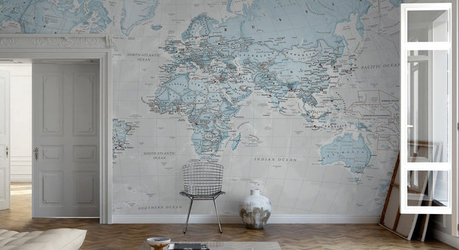 PHOTOWALL / World Map Political Aqua (e316094)