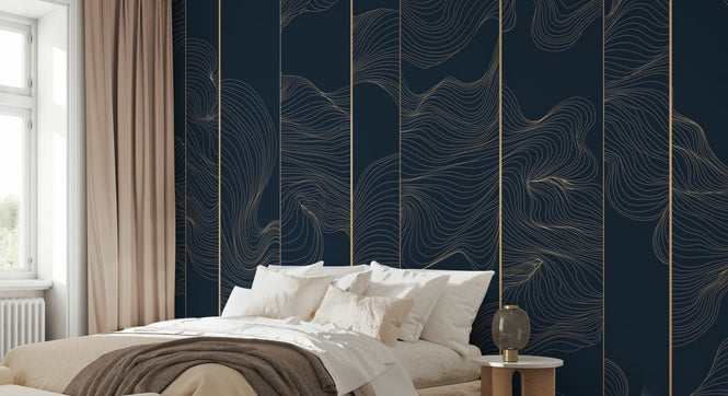 PHOTOWALL / Illuminated Lines Curved - Navy (e84148)