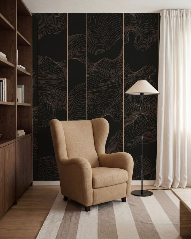 PHOTOWALL / Illuminated Lines Curved - Soft Dark (e84151)