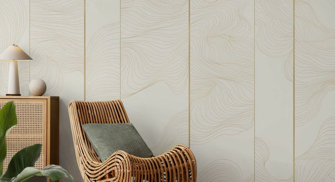 PHOTOWALL / Illuminated Lines Curved - Soft Milk (e84152)