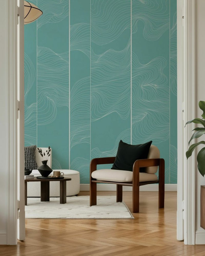 PHOTOWALL / Illuminated Lines Curved - Tiffany (e84153)