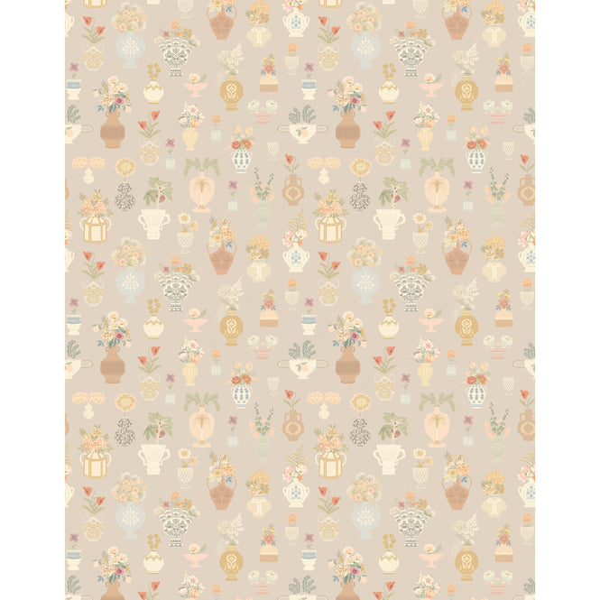 輸入壁紙 Majvillan / A sip of summer's spell / Floral Daiquiri Misty gray 901-01【4パネル1セット】