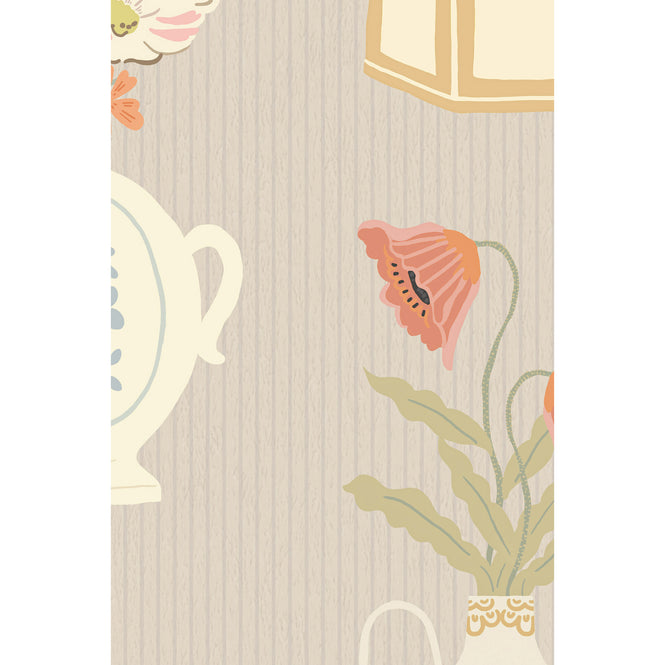 輸入壁紙 Majvillan / A sip of summer's spell / Floral Daiquiri Misty gray 901-01【4パネル1セット】