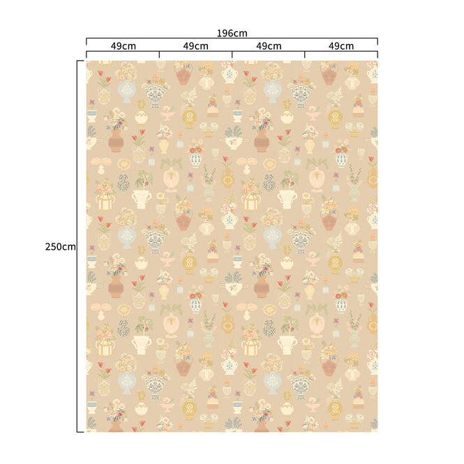 輸入壁紙 Majvillan / A sip of summer's spell / Floral Daiquiri Blush Terra 901-03【4パネル1セット】