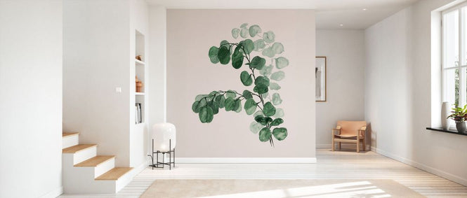 PHOTOWALL / Watercolor Silver Dollar Eucalyptus in Beige (e92956)