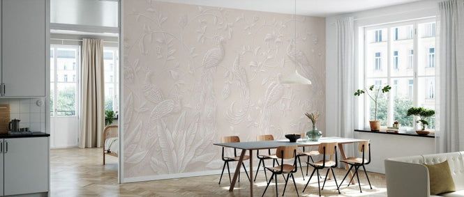 PHOTOWALL / Elegant Relief With Peacocks - Light (e93428)