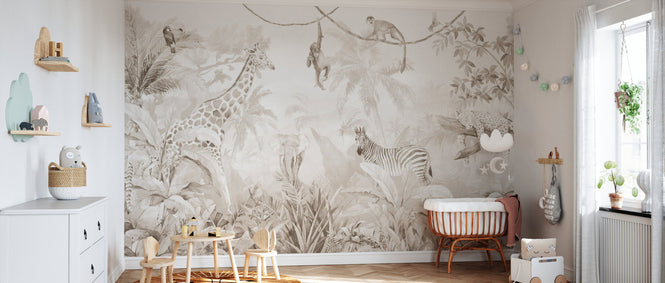 PHOTOWALL / Jungle Friends with Jungle Background - Beige (e94555)