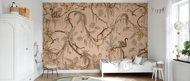 PHOTOWALL / Playful Monkeys - Vintage - Beige (e94561)