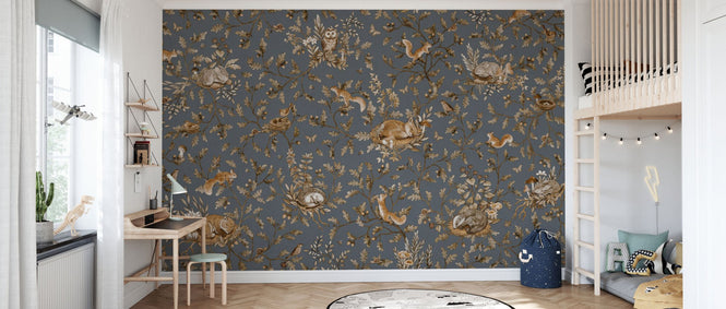 PHOTOWALL / Playful Woods - Monochrome - Blue (e94580)