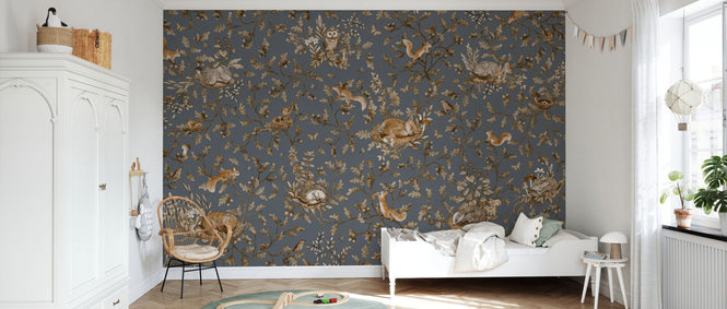 PHOTOWALL / Playful Woods - Monochrome - Blue (e94580)