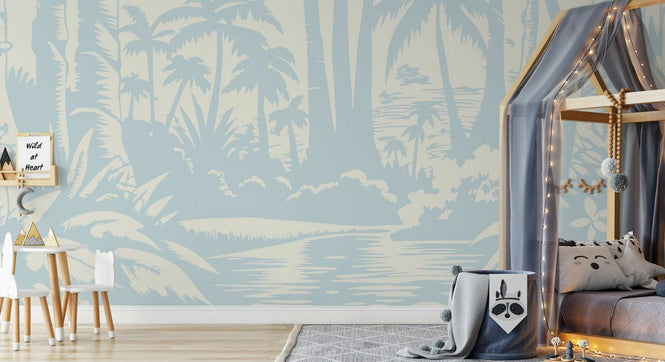 PHOTOWALL / Jungle View - Light Blue (e94621)