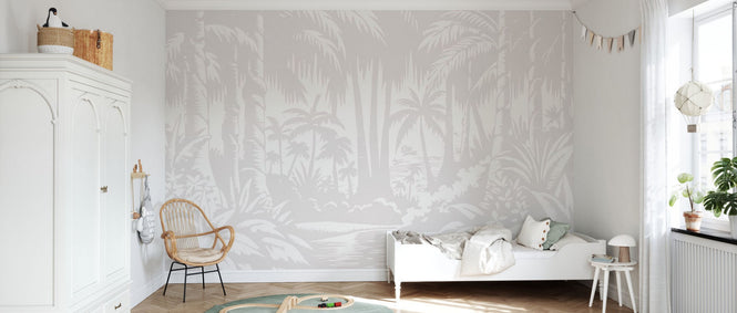 PHOTOWALL / Jungle View - Light Grey (e94622)