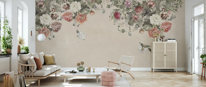 PHOTOWALL / Vintage Flower Wall - Beige (e94657)