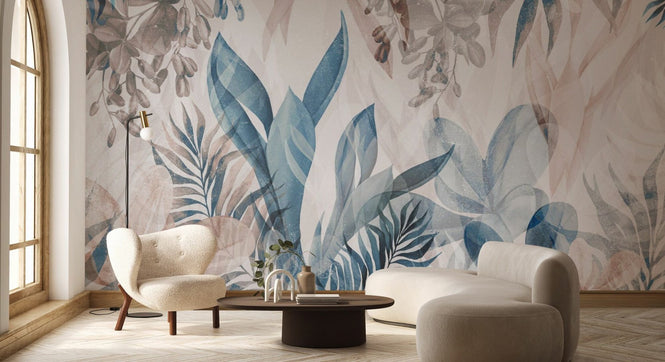 PHOTOWALL / Leafy Greenery - Blue (e94724)