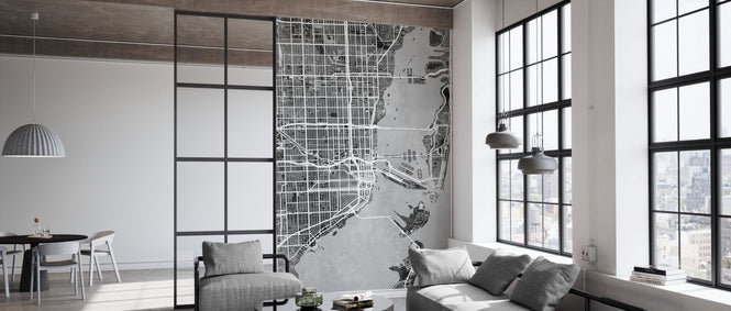 PHOTOWALL / Miami Florida City Street Map - Grey (e94828)