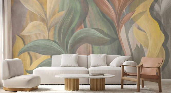 PHOTOWALL / Big Colored Leaves - Yellow (e95088)