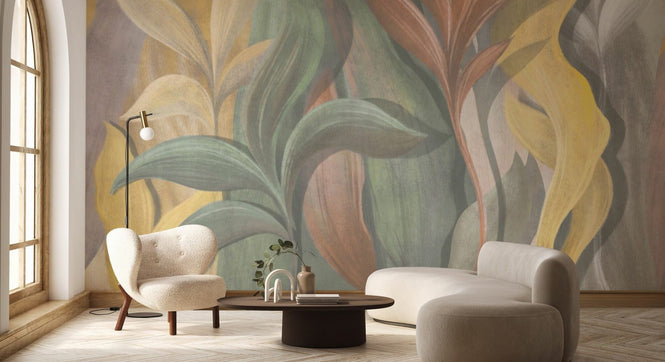 PHOTOWALL / Big Colored Leaves - Yellow (e95088)