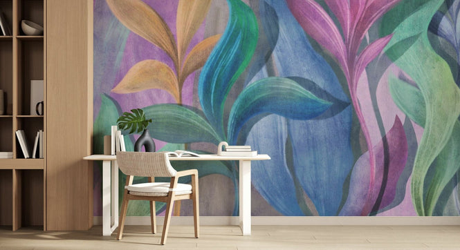 PHOTOWALL / Big Colored Leaves - Blue Green (e95094)