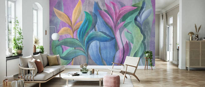 PHOTOWALL / Big Colored Leaves - Blue Green (e95094)