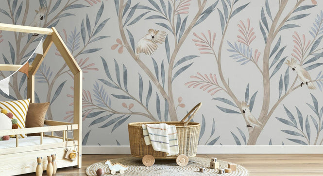 PHOTOWALL / Parrots in Trees - Grey (e95198)