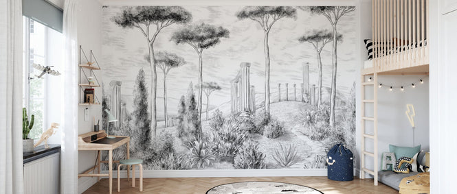 PHOTOWALL / Graphic Pillars and Trees - BW (e95202)