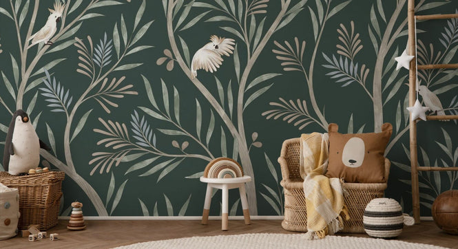 PHOTOWALL / Parrots in Trees - Green (e95207)