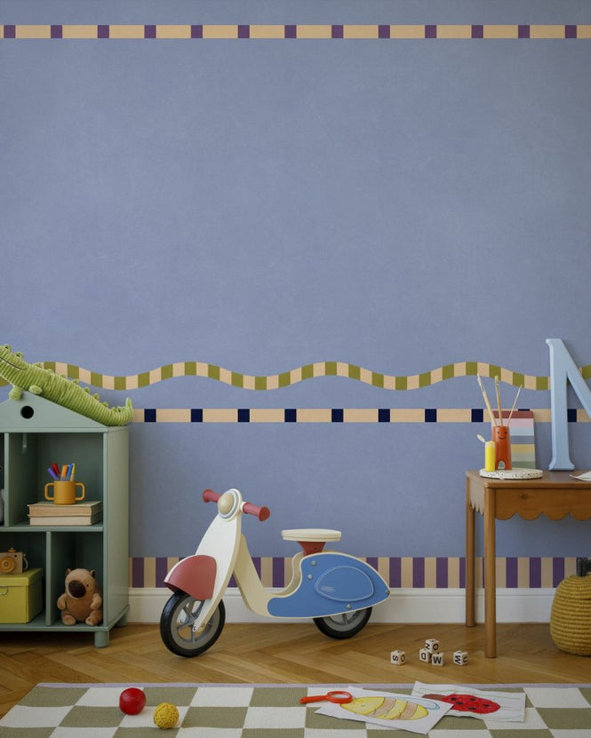 PHOTOWALL / Wavy and Linear Pattern - Muted Blue (e96101)