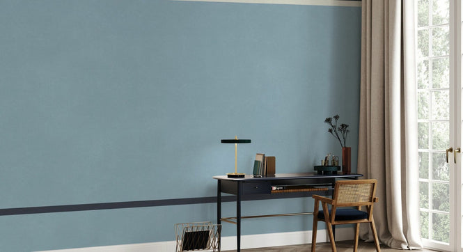 PHOTOWALL / Striped Border Lines - Tan and Light Blue (e96117)