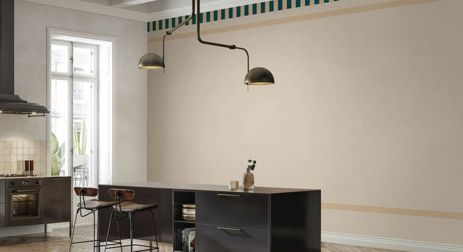 PHOTOWALL / Striped Border Lines - Green and Beige (e96122)