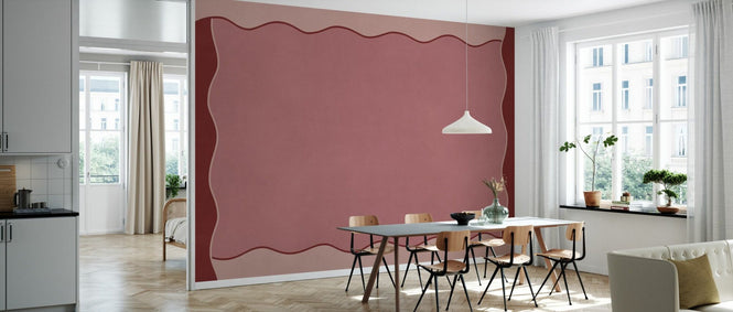 PHOTOWALL / Wavy Border Wall - Red Pink (e96492)