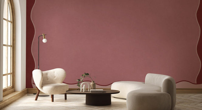 PHOTOWALL / Wavy Border Wall - Red Pink (e96492)