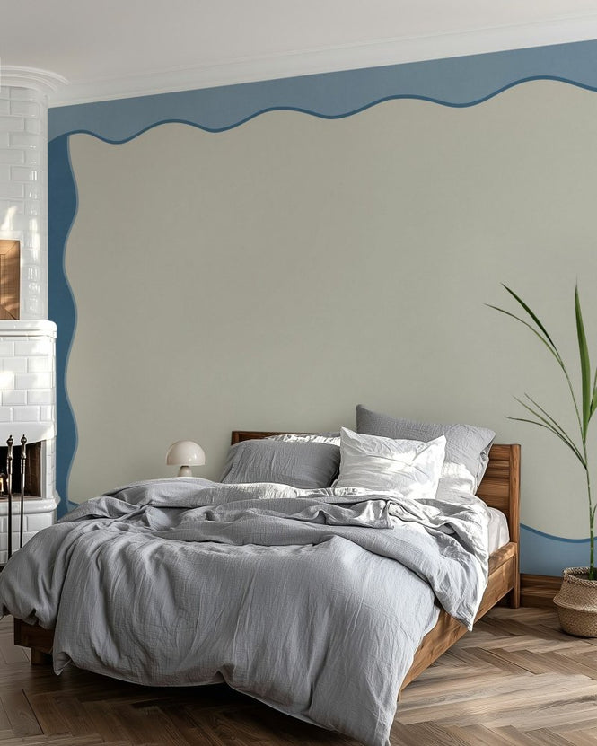 PHOTOWALL / Wavy Border Wall - Dusty Blue (e96493)