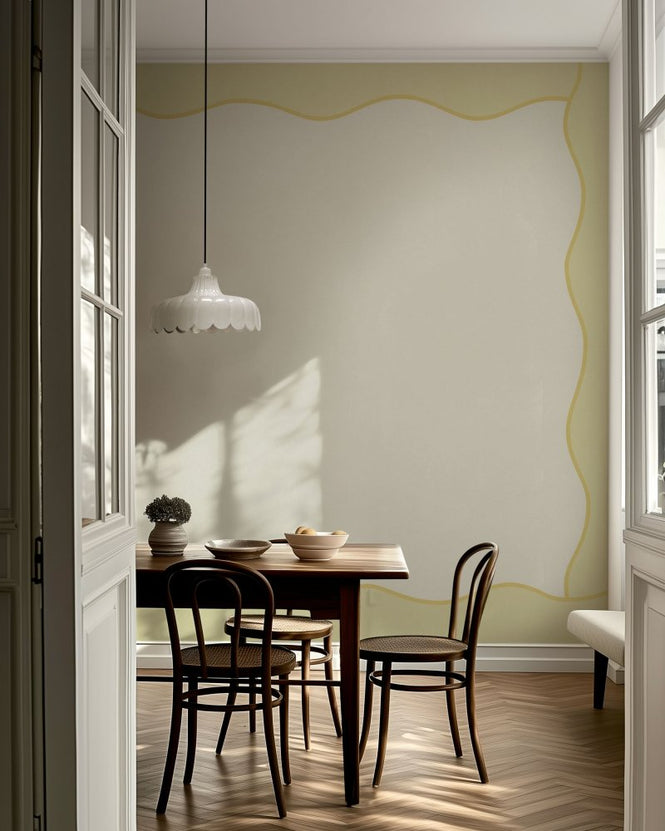 PHOTOWALL / Wavy Border Wall - Khaki (e96494)