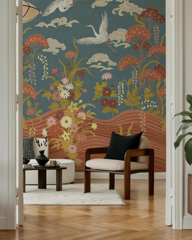 PHOTOWALL / Cranes Passage - Blue (e97097)