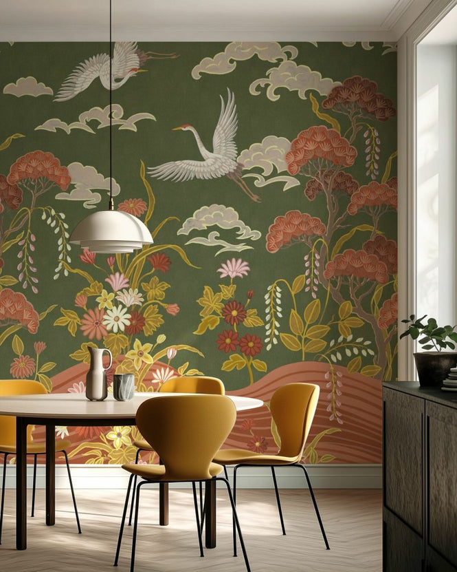 PHOTOWALL / Cranes Passage - Green (e97098)