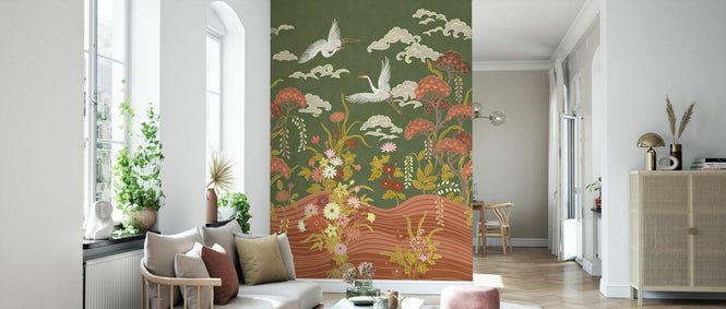 PHOTOWALL / Cranes Passage - Green (e97098)