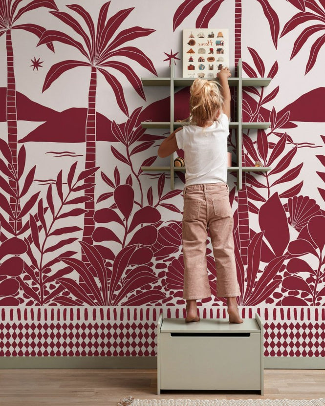PHOTOWALL / Coastal Jungle Flora - Red (e97180)