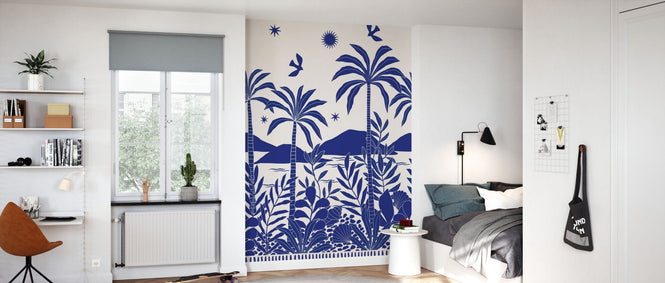 PHOTOWALL / Coastal Jungle Flora - Blue (e97182)