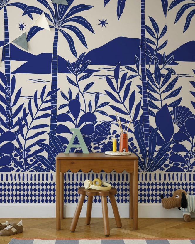 PHOTOWALL / Coastal Jungle Flora - Blue (e97182)