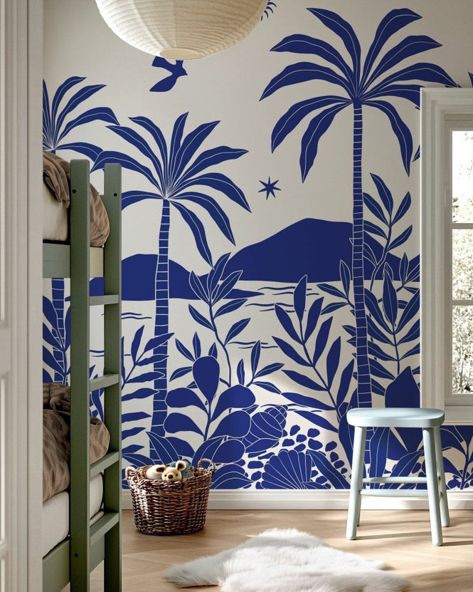 PHOTOWALL / Coastal Jungle Flora - Blue (e97182)