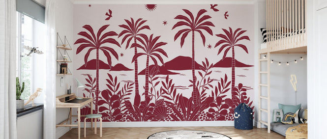 PHOTOWALL / Coastal Jungle Flora II - Red (e97183)