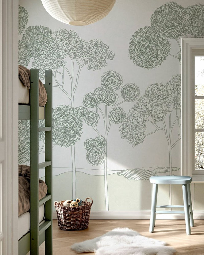 PHOTOWALL / Botanical Etched Grove - Sage Green (e97188)