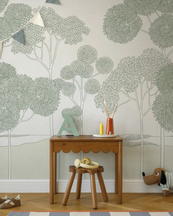 PHOTOWALL / Botanical Etched Grove - Sage Green (e97188)