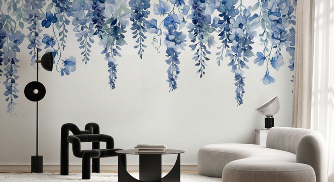 PHOTOWALL / Blue Hanging Wisteria Floral (e97218)